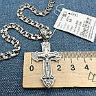 Комплект ланцюжок плоский бісмарк та православний хрест срібло із чорнінням 925 проба, фото 5