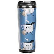 Термокухоль непроливайка 380 мл питний з кришкою, малюнком принтом написом Робочий чай, подарункові термокружки для кави, в машину