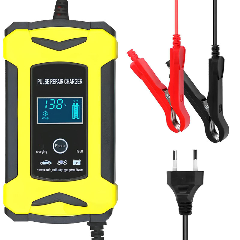 Зарядний пристрій для автомобільного акумулятора 12V 6A Black/Yellow (8446), фото 1