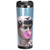 Термокухоль непроливайка 380 мл питний з кришкою малюнком принтом написом Аполлонич, подарункові термокружки для кави чаю в машину