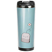 Термокухоль непроливайка 380 мл питний з кришкою, малюнком принтом написом Чайок, подарункові термокружки для кави, чаю в машину