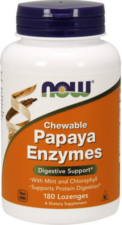 Ферменти NOW Chewable Papaya Enzyme 180 капс