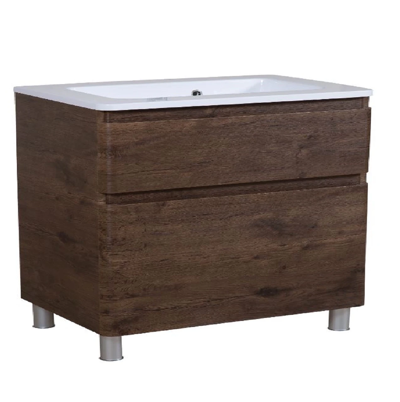 Тумба Акцент каштан підлогова 100 см з умивальником Альфа, фото 1