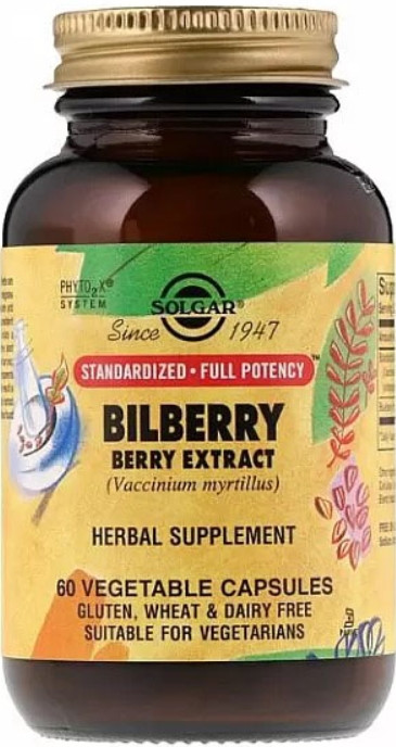 Екстракту ягід чорниці Солгар Solgar Bilberry Berry Extract 60 капсул