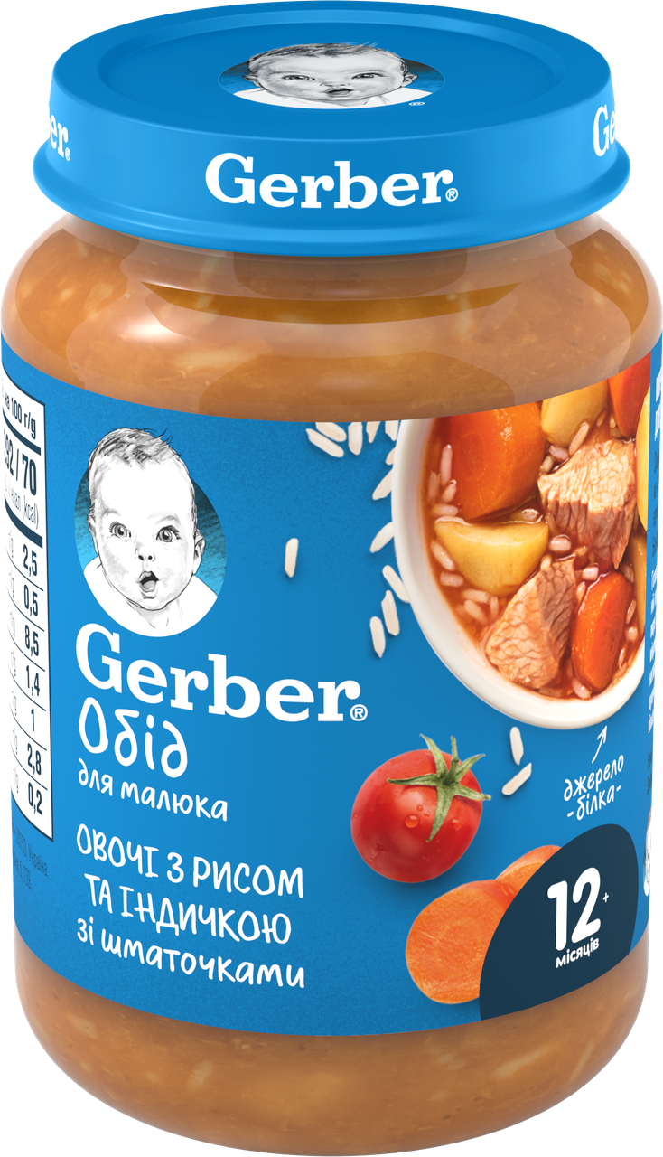 Пюре GERBER "Рагу з індички з рисом", 190г