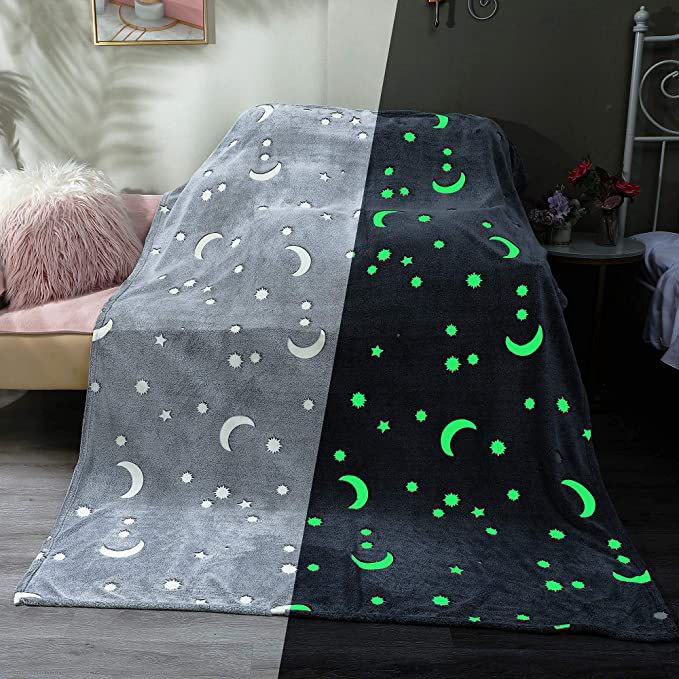 Плед, що світиться в темряві, плюшеве покривало Blanket kids Magic Star 150х100 см флісова ковдра. Колір: сірий, фото 1