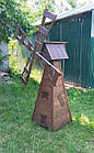 Декоративний дерев'яний млин з гвинтом ручної роботи для дачі та саду, висота 160 см, фото 10