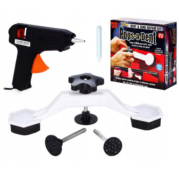 Інструмент для видалення вм'ятин на авто Clefers Pops-a-Den- Рихтування своїми руками - Клей, Пістолет, Присоска в комплекті, фото 1
