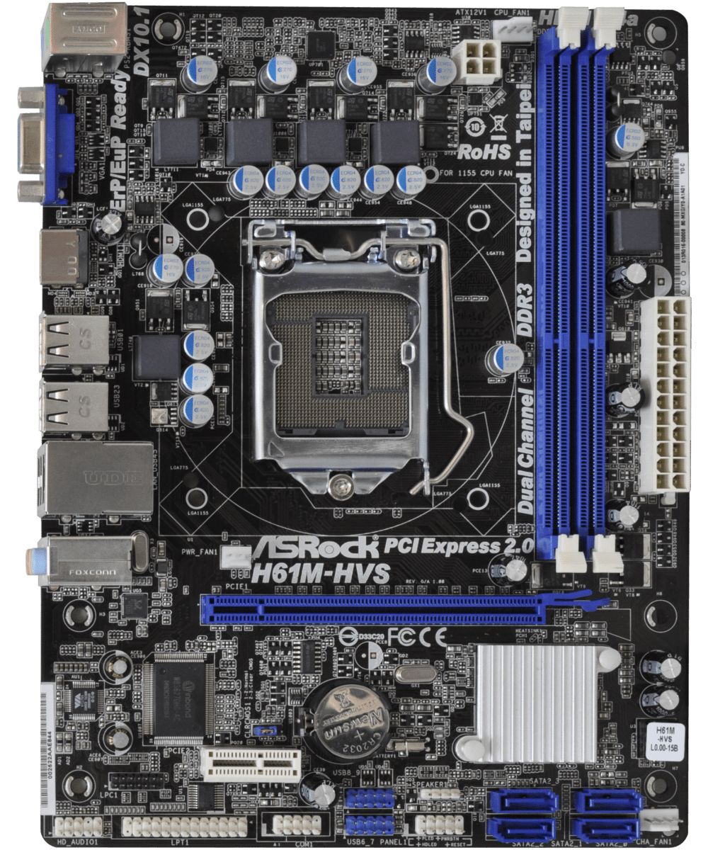 Материнська ПЛАТА s1155 ASRock H61M-HVS на DDR3 з ПІДТРИМКОЮ Core- i7,i5,i3 ПОКОЛІННЯ! LGA1155