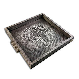 Піднос дерев'яний 30х30 Дерево сірий вінтаж хрп132х325св