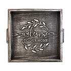 Піднос дерев'яний 30х30 Welcome to our home сірий вінтаж хрп132х322сва, фото 2