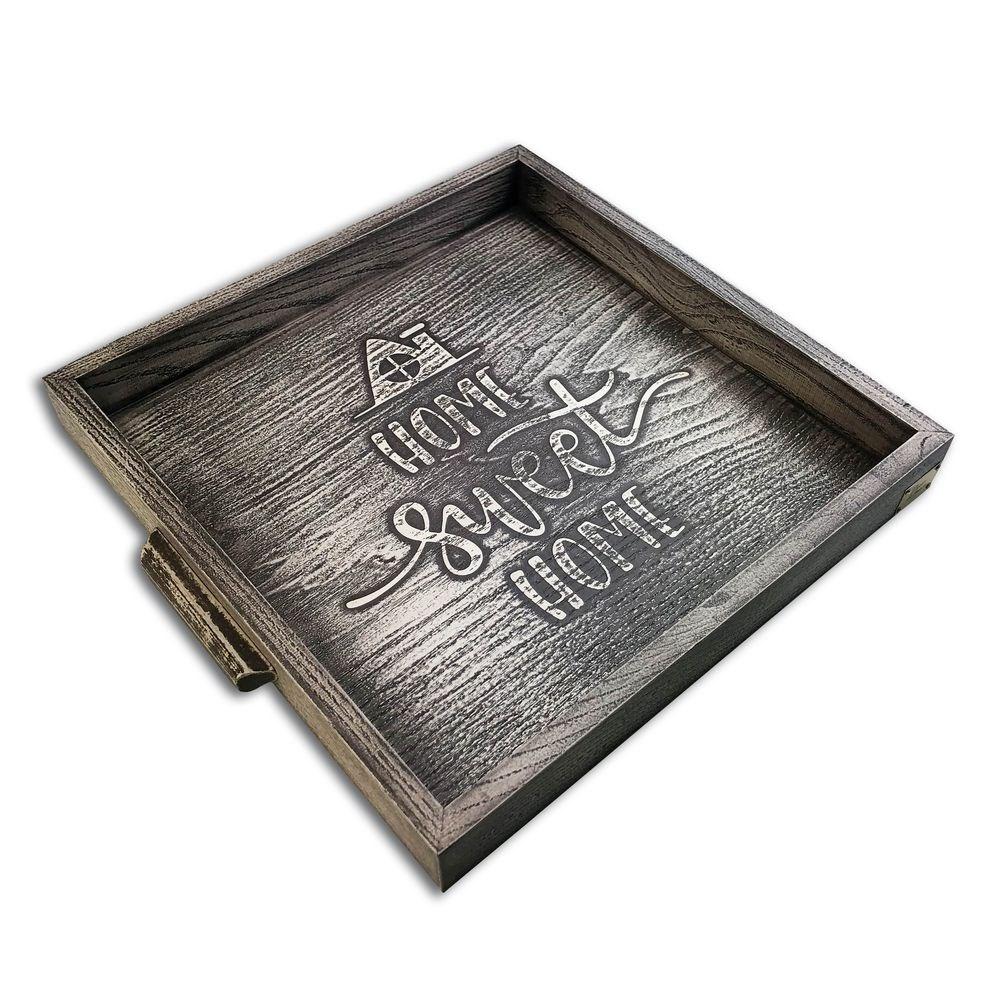 Піднос дерев'яний 30х30 Home sweet home сірий вінтаж хрп132х321сва, фото 1