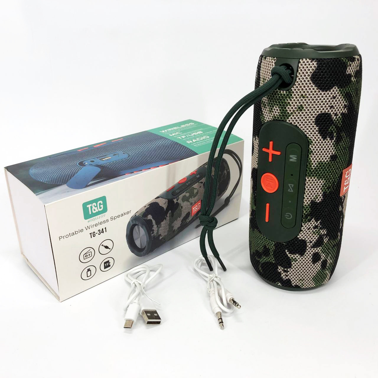 Портативна колонка Bluetooth TG341 зі шнурком, акумуляторна колонка для музики. Колір: камуфляж, фото 1