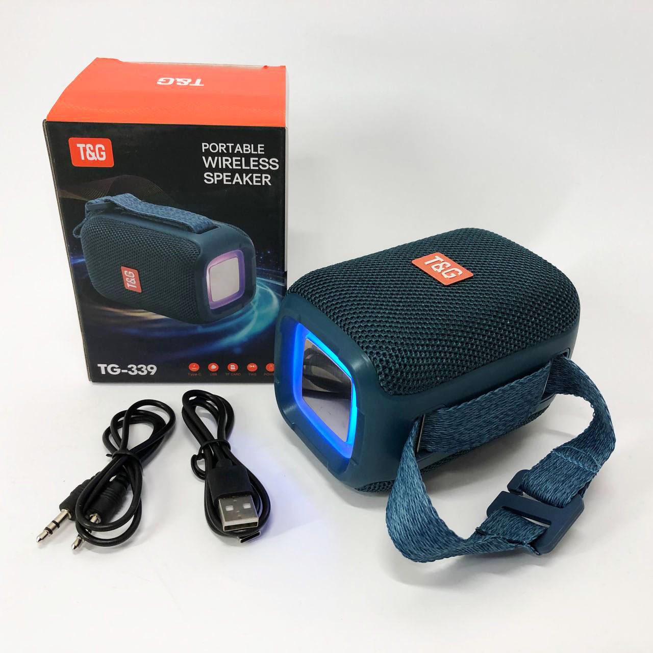 Портативна Bluetooth колонка TG339 5W з RGB підсвічуванням, Bluetooth колонка для вулиці. Колір: синій, фото 1