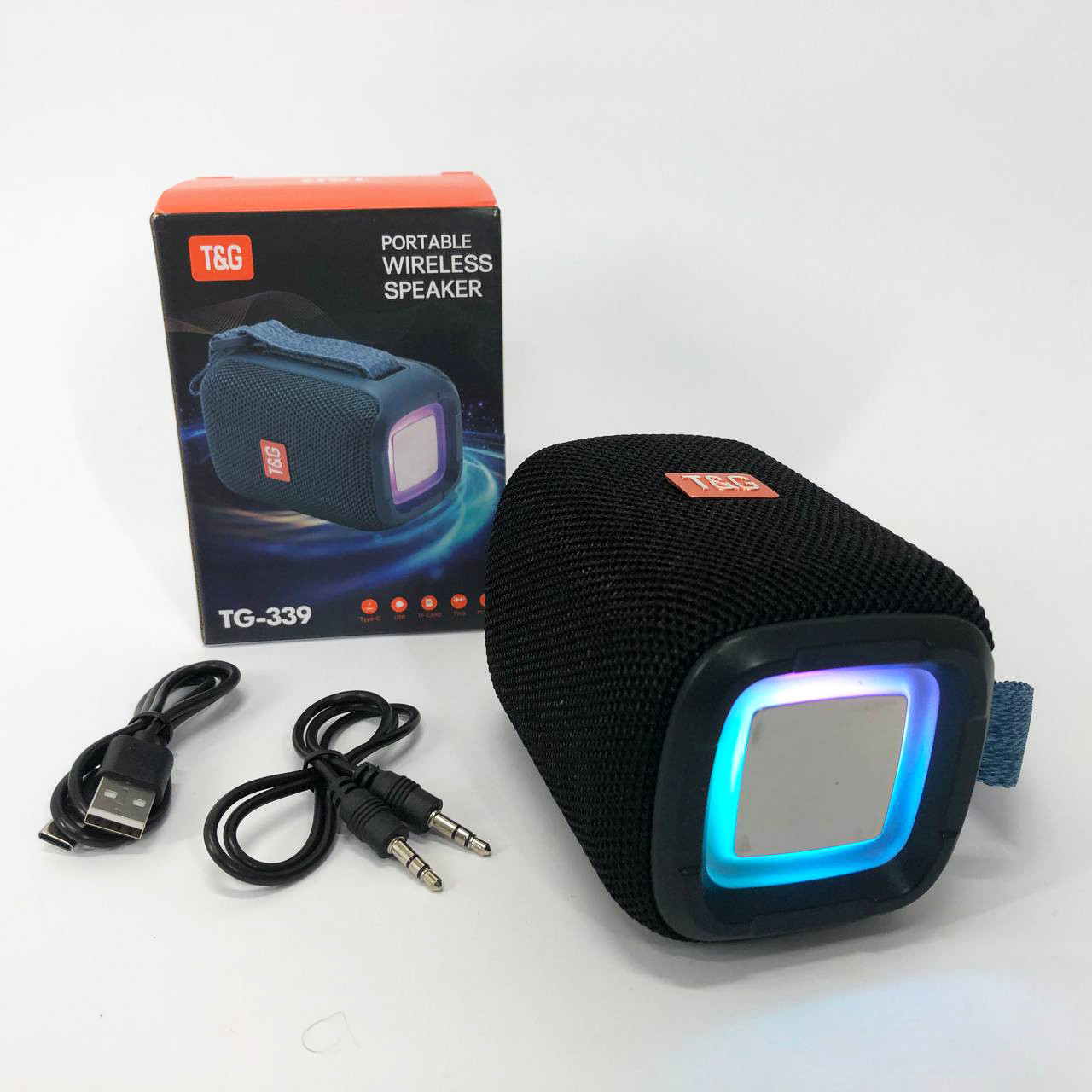 Портативна колонка Bluetooth TG339 5W з RGB підсвічуванням, Акумуляторна колонка для музики. Колір: чорний, фото 1