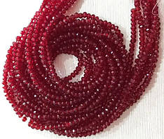 Намистини скло Finding Рондель граненка Червоний темний прозорий 2 мм