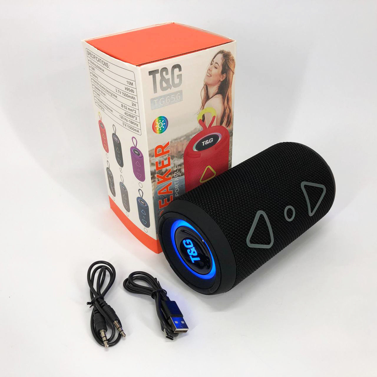Bluetooth колонка портативна TG656 FM-радіо, акумуляторна колонка для музики. Колір: чорний, фото 1