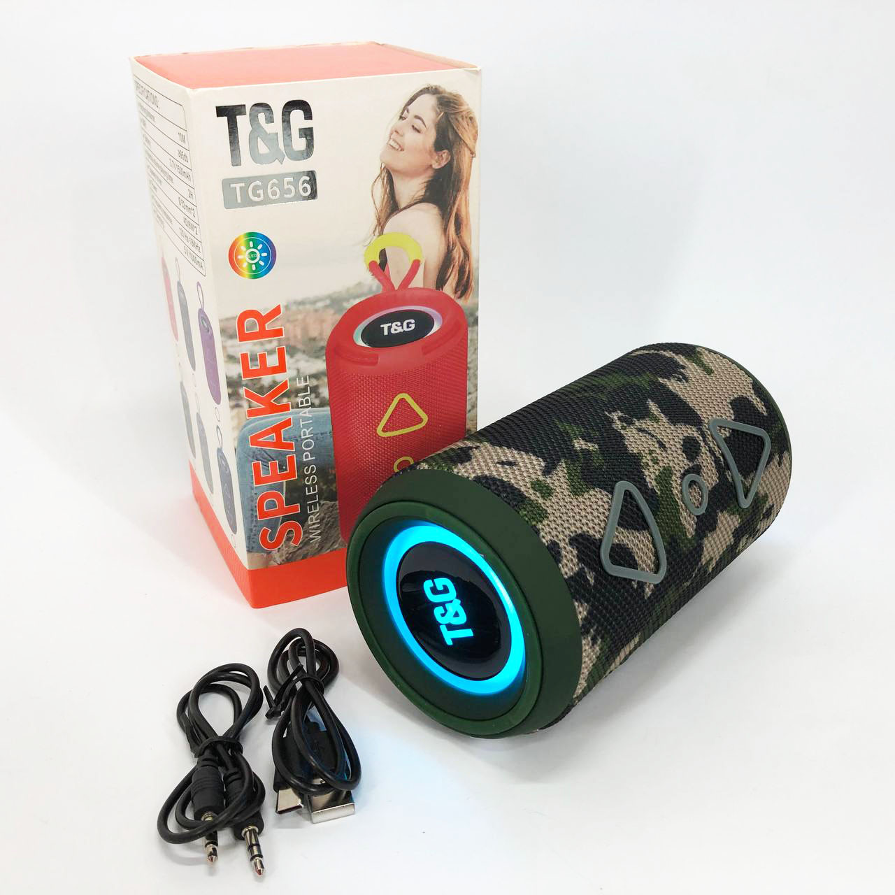 Bluetooth колонка портативна TG656 FM-радіо, Гучна колонка для вечірки. Колір: камуфляж, фото 1