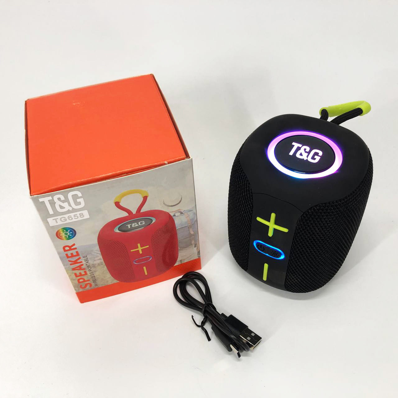 Портативна Bluetooth колонка TG658 8W з RGB підсвічуванням, Бездротова колонка потужна. Колір: чорний, фото 1
