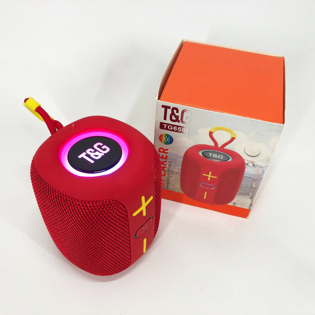 Портативна Bluetooth колонка TG658 8W з RGB підсвічуванням, колонка для вечірки. Колір: червоний, фото 1