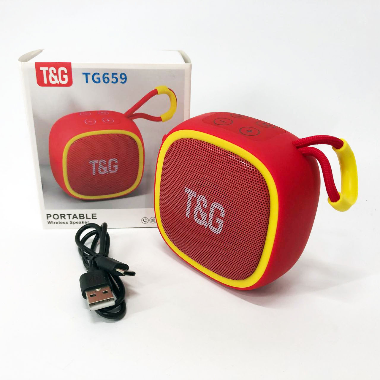 Портативна Bluetooth-колонка TG659 з ремінцем, Гучна блютуз колонка для вечірки. Колір: червоний, фото 1