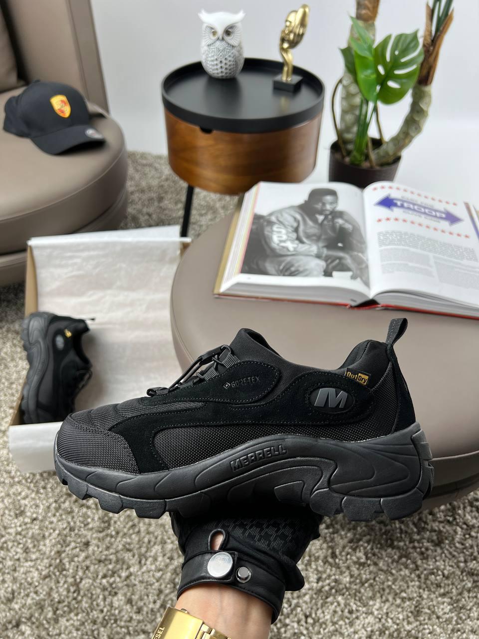 Чоловічі кросівки єврозима Merrell MOC EVO 1TRL X Black, чоловічі Мерел чорні водонепрон. тканина. Чоловіче взуття