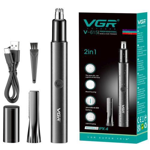 Тример для носа та вух VGR V-615, Тример для вусів, Електробритва з насадками для бороди, фото 1