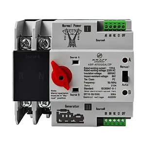 Автоматичний перемикач АВР під DIN-рейку Kraft KRF-ATS100A/2p 2 полюси