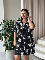 Чорна ночнушка. Одяг для дому. Нічна сорочка на ґудзиках., фото 5