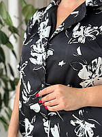 Чорна ночнушка. Одяг для дому. Нічна сорочка на ґудзиках., фото 3