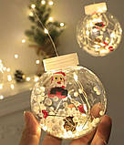 Гірлянда штора кулі 10 шт 3м*0.8м дід мороз, Світлодіодна новорічна гірлянда для дому, Гірлянди на вікна, фото 3