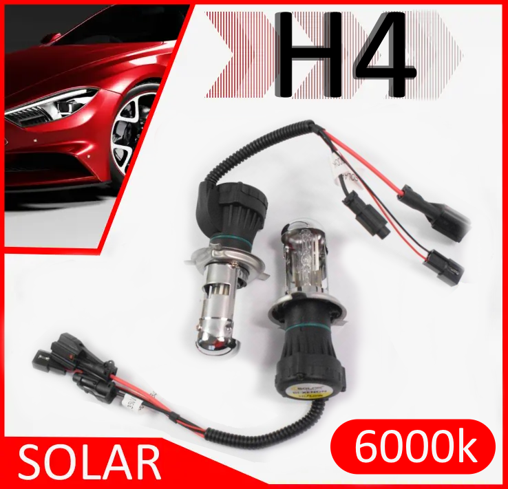 Комплект лампочок для бі-ксенона H4 6000k "SOLAR" 2 шт Bi-Xenon