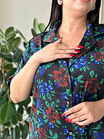 Квіткова нічна сорочка. Легкий одяг для дому. Ночнушка жіноча на ґудзиках., фото 4