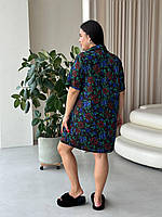 Квіткова нічна сорочка. Легкий одяг для дому. Ночнушка жіноча на ґудзиках., фото 2