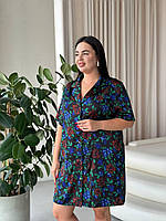 Квіткова нічна сорочка. Легкий одяг для дому. Ночнушка жіноча на ґудзиках., фото 5