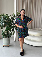 Квіткова нічна сорочка. Легкий одяг для дому. Ночнушка жіноча на ґудзиках., фото 6