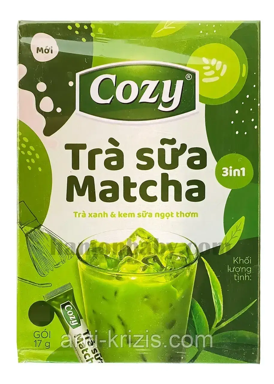 В'єтнамський зелений чай Матча COZY Matcha Tra Sua 3 in 1 170 g (10 стиків по 17 г)