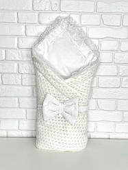 В'язаний конверт на виписку весна, осінь Казка з куточком білий