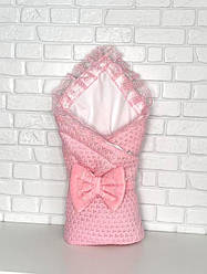В'язаний конверт на виписку весна, осінь Казка з куточком рожевий