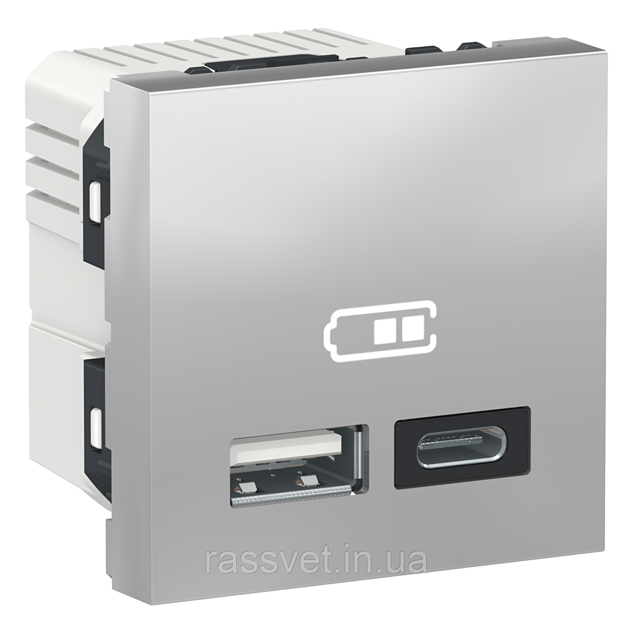 Подвійна USB розетка A+C алюміній