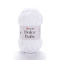 Yarnart DOLCE BABY (Дольче Бейбі) №741 білий (Пряжа плюшева, нитки велюр для в'язання)