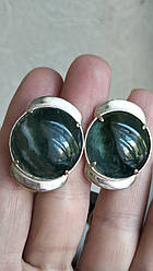 Срібні сережки з моховим агатом