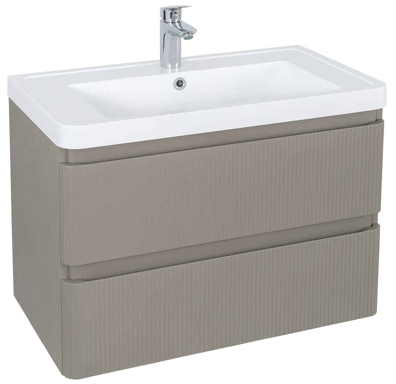 Тумба Акцент ЛЮКС (STONE-GREY-MATT) з умивальником Ваr 75 см консольні, фото 1