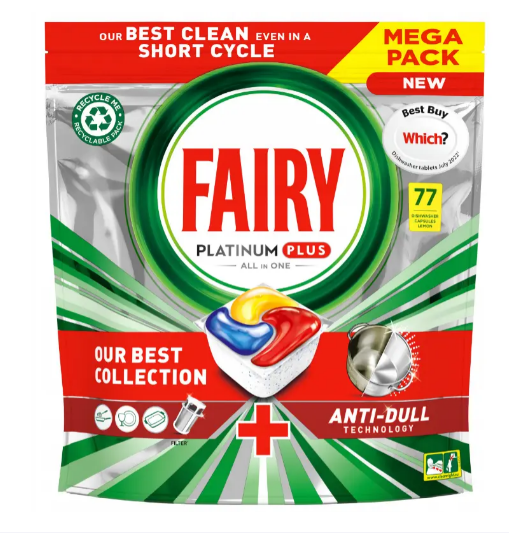 Таблетки для посудомийної машини Fairy Platinum PLUS 77 шт. ЛИМОН 8006540910993