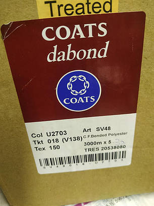 COATS Dabond бондована комплексна швейна нитка, водовідштовхувальна Великобританія N 18 3000 м білий, фото 3