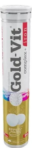 Вітаміни з залізом Gold-Vit complex iron 20 tabs апельсин