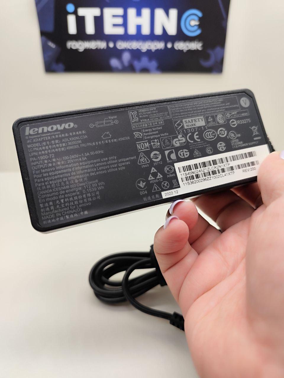 Мережевий зарядний пристрій для ноутбука LENOVO 20V 4.5A