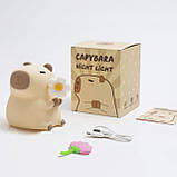 Силіконовий нічник світильник Капібара  з квіткою Capybara, фото 5
