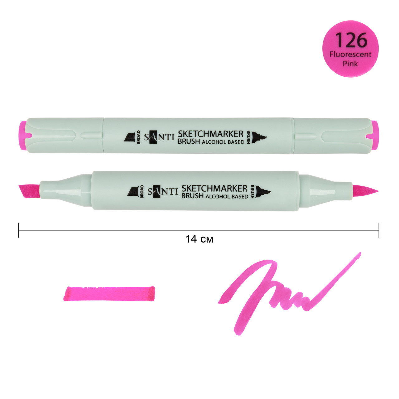 Маркер спиртовий Brush SA-126 флуоресцентний рожевий Santi (390894), фото 1