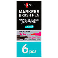 Маркер акварельний Brush Pen SW-11 рожевий двосторонній Santi (391011), фото 3